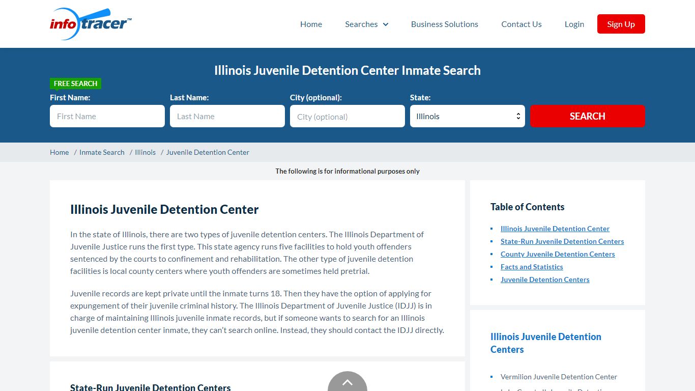 Illinois Juvenile Detention Center Inmate Search - Infotracer.com