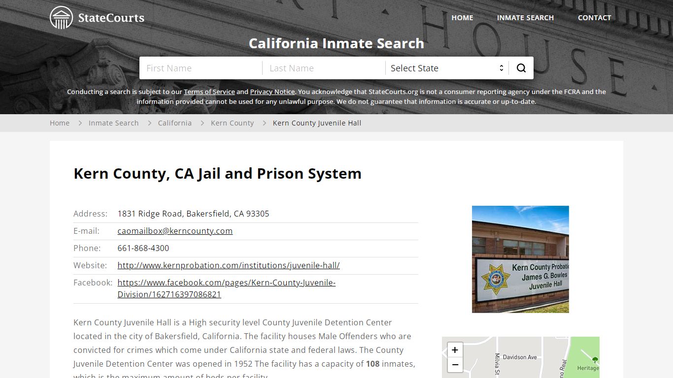 Kern County Juvenile Hall Inmate Records Search, California - StateCourts