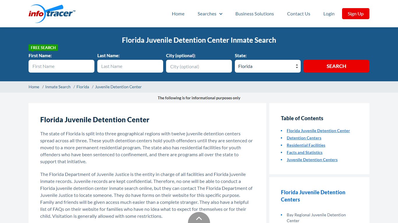 Florida Juvenile Detention Center Inmate Search - Infotracer.com
