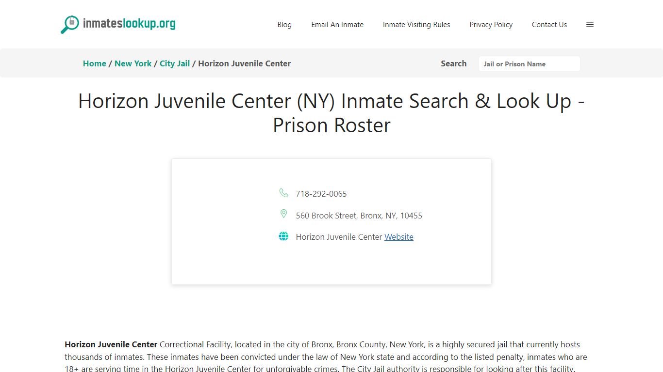 Horizon Juvenile Center (NY) Inmate Search & Look Up - Prison Roster